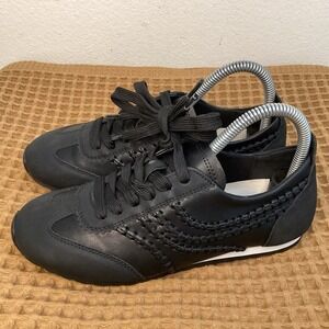 PROJECT CLOUD Womens 5.5 MONICA SNEAKERS Black Leather Low Profile MEMORY FOAM